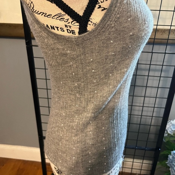 Gray Cashmere and rhinestone tank by J crew. Stretch! - Picture 2 of 9